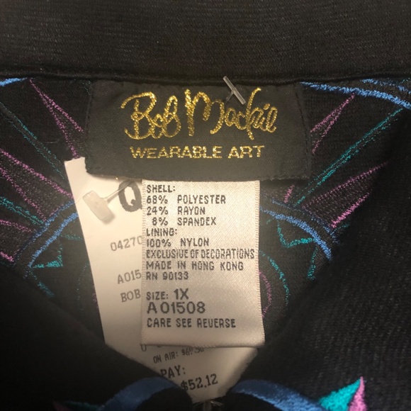 Bob Mackie  Wearable Art Women’s Jacket size 1X Black zip front - Picture 4 of 4